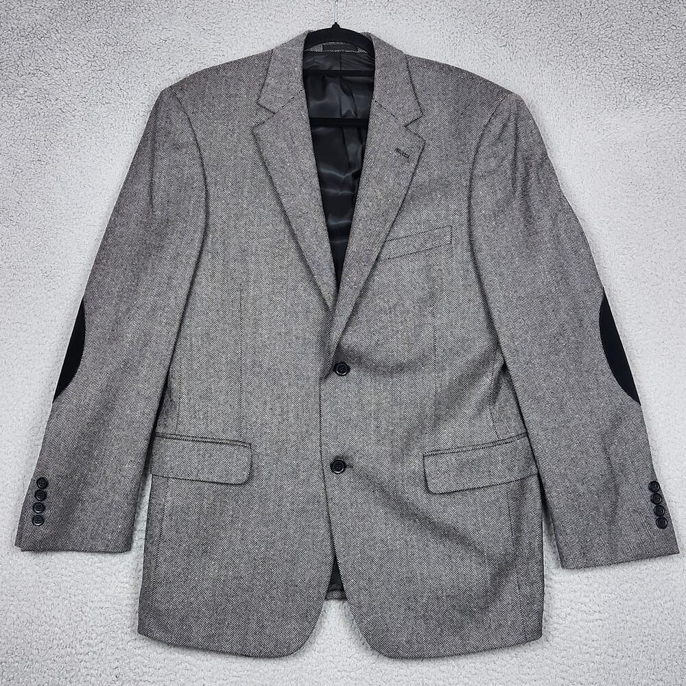 ANDREW FEZZA Suit Jacket Mens 40R Gray Worsted Wool Silk Blend Career Wedding